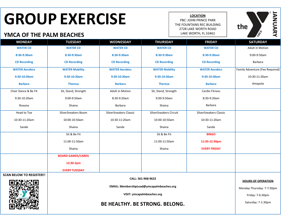 Fitness Schedule