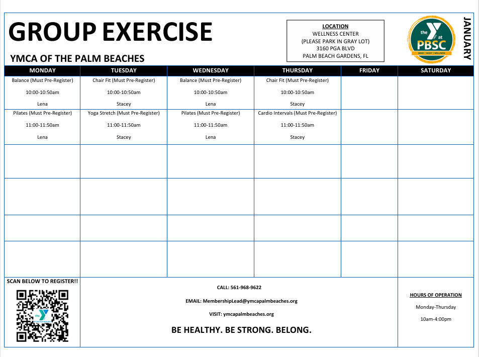 Fitness Schedule