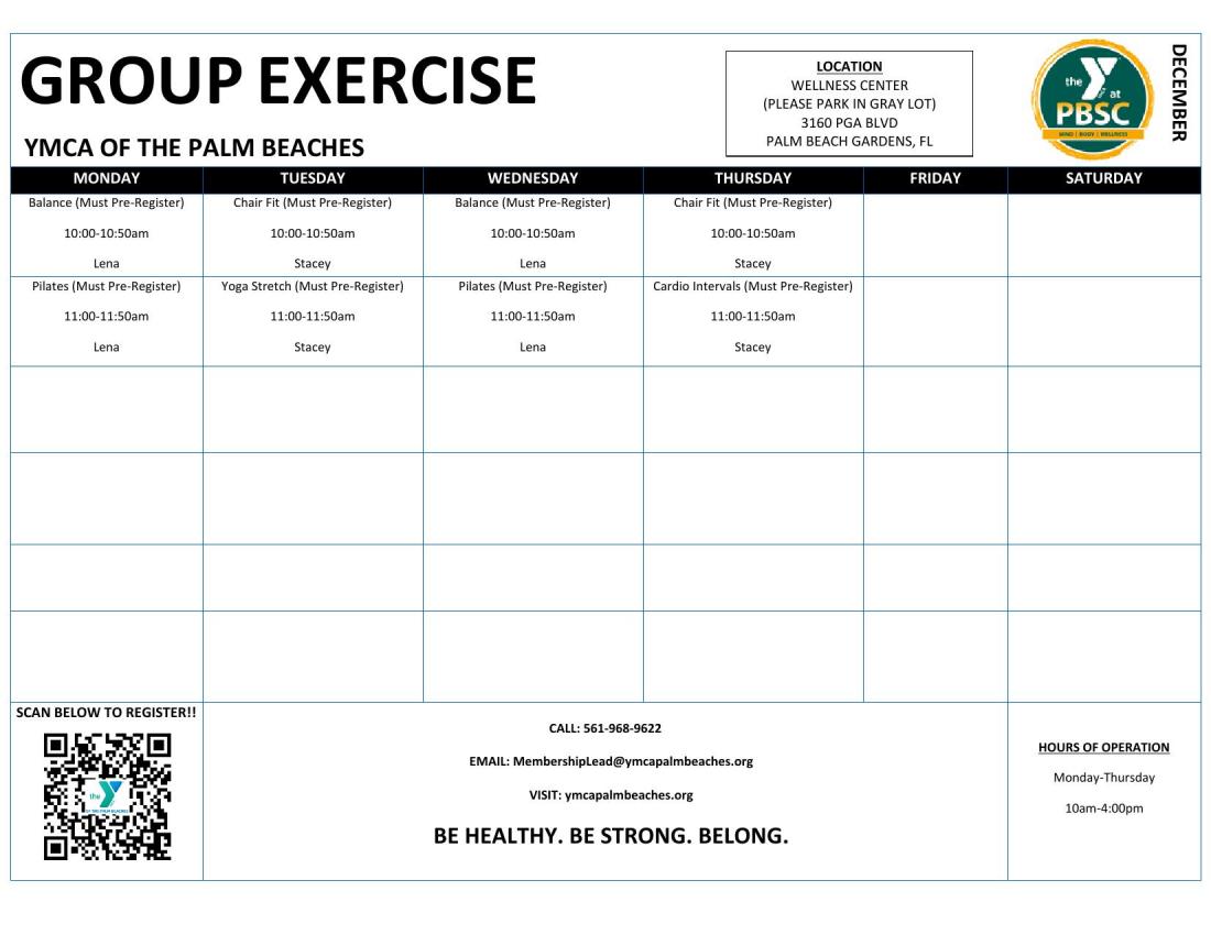 Fitness Schedule