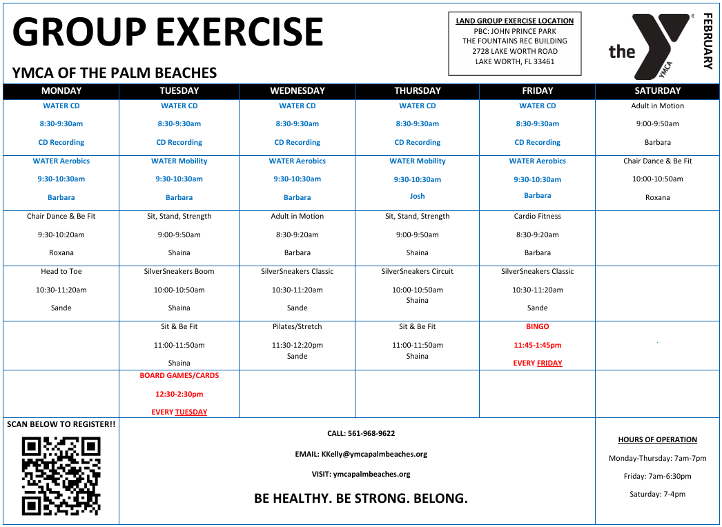 Fountains Bldg. Schedule